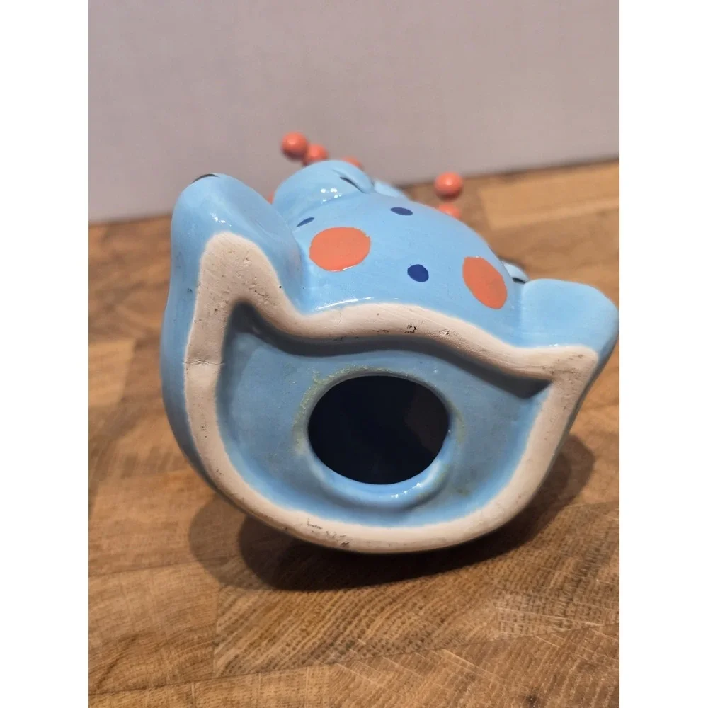 4.5 Inch Ceramic Whimsical Orange Dot Cat With Metal Pin Whiskers Figure
